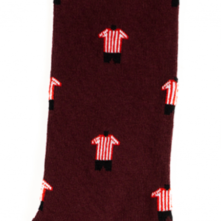 Calcetines oficiales Athletic Club diseño camiseta rojiblanca sobre burdeos