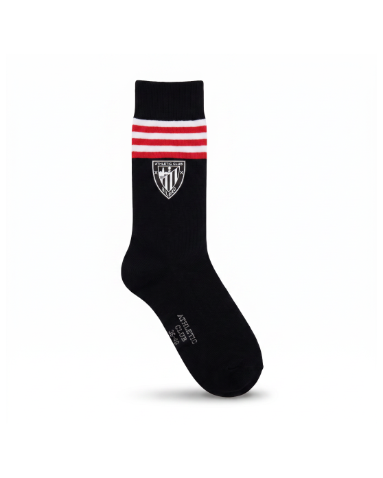Calcetín oficial Athletic Club Bilbao Cagüen Socks, negro con rayas rojas y blancas