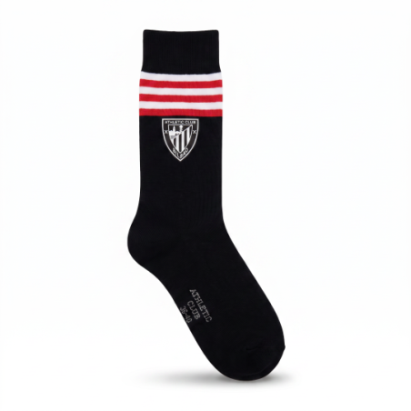 Calcetín oficial Athletic Club Bilbao Cagüen Socks, negro con rayas rojas y blancas
