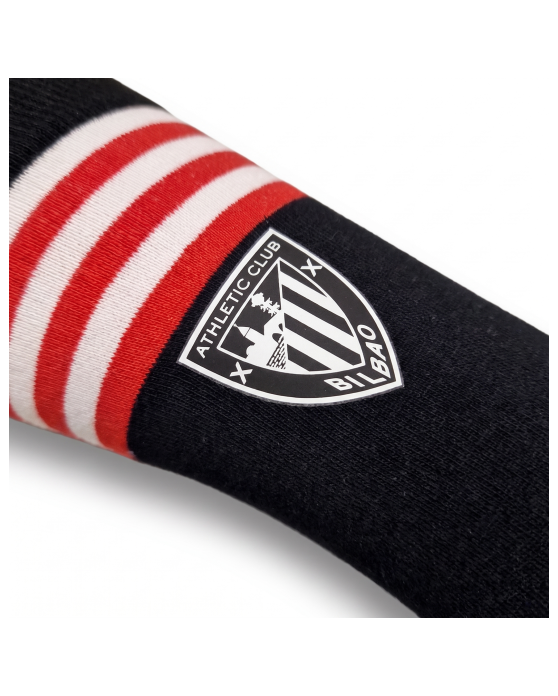 Calcetín oficial Athletic Club Bilbao Cagüen Socks, negro con rayas rojas y blancas 2