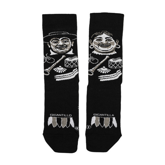 Par de calcetines Gigantillos de la colección Burgos, negros con las caras de los gigantillos
