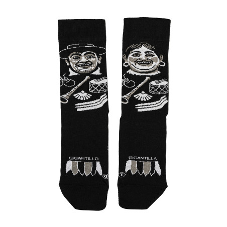 Par de calcetines Gigantillos de la colección Burgos, negros con las caras de los gigantillos