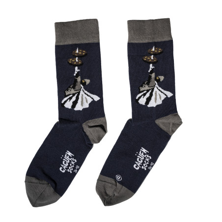 Par de calcetines Morcidlla de la colección Burgos, azul marino con puño gris